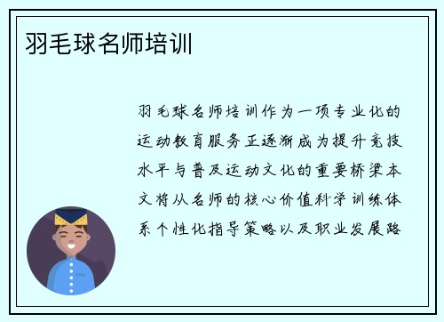 羽毛球名师培训